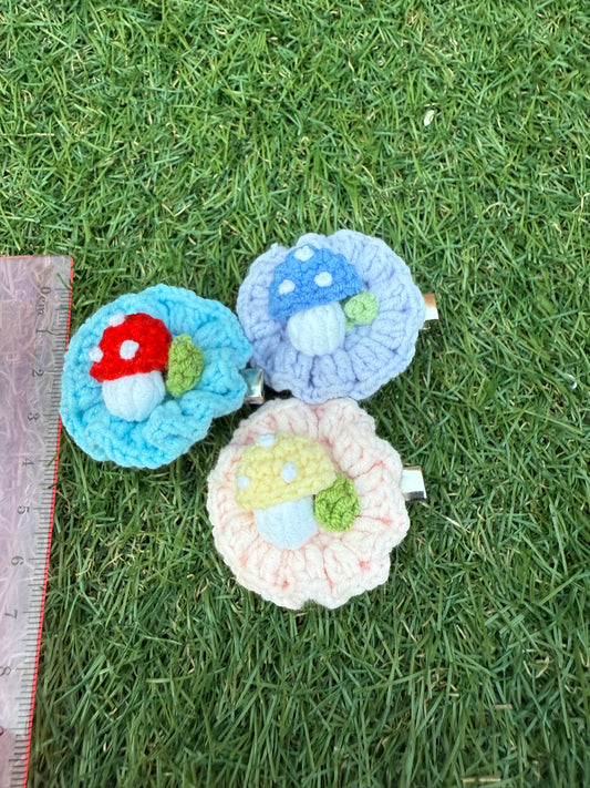 Mushroom Crochet Hair Clip 🍄
