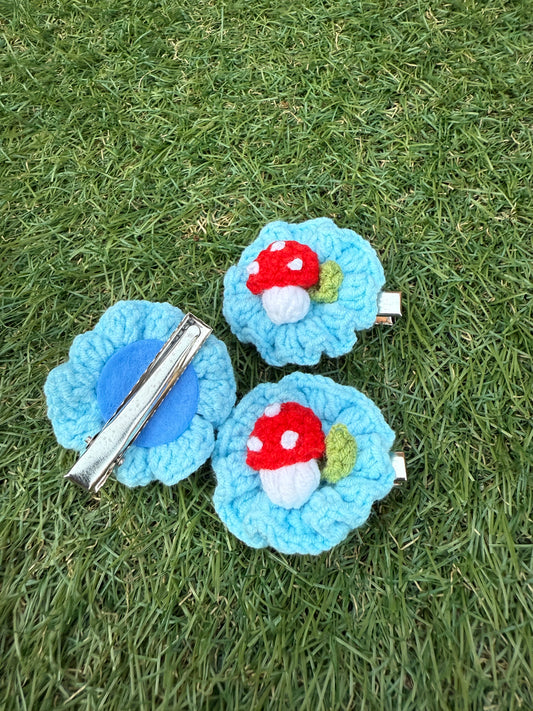 Mushroom Crochet Hair Clip 🍄